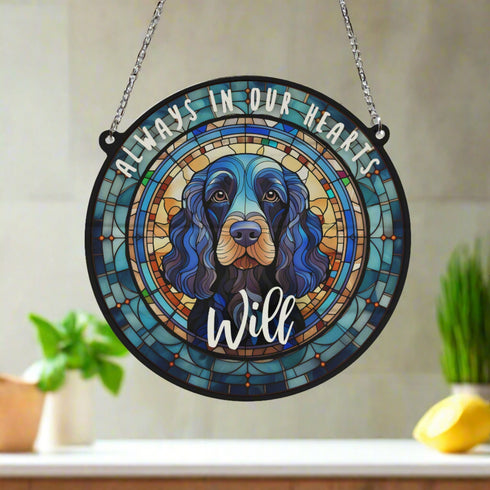 Cocker (Working) Black Memorial Stained Glass Effect Suncatcher